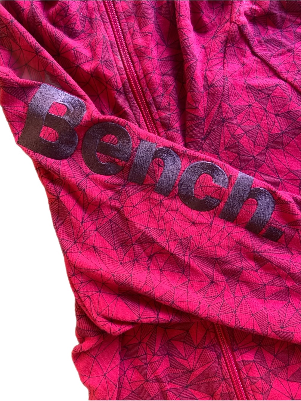 Bench Hot Pink Zip-Up Hoodie Jacket with Geometric Print Medium - Picture 3 of 16